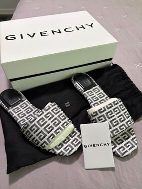 Givenchy Black & White Monogram Slide Sandals